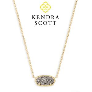 NWOT Kendra Scott Elisa Gold Platinum Drusy Pendant